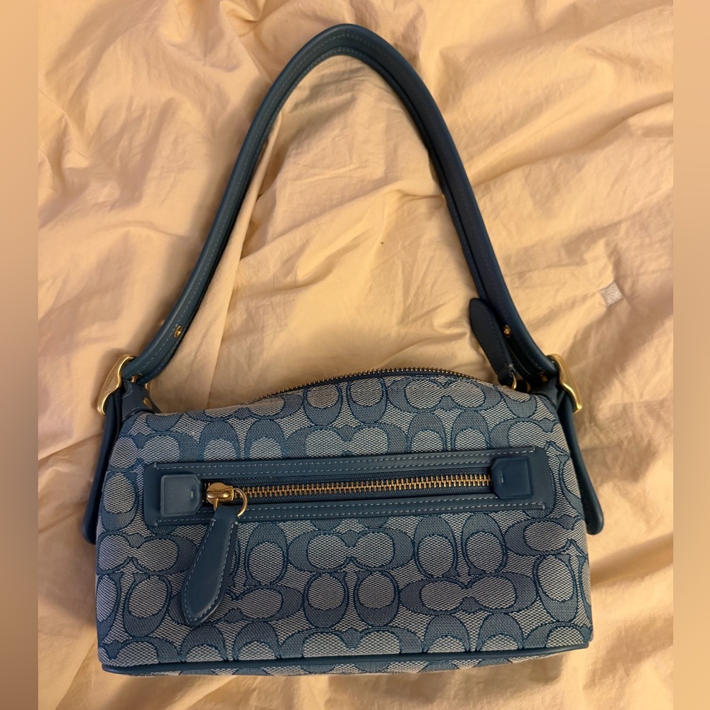 Blue Coach Demi Bag In Signature Jaquard